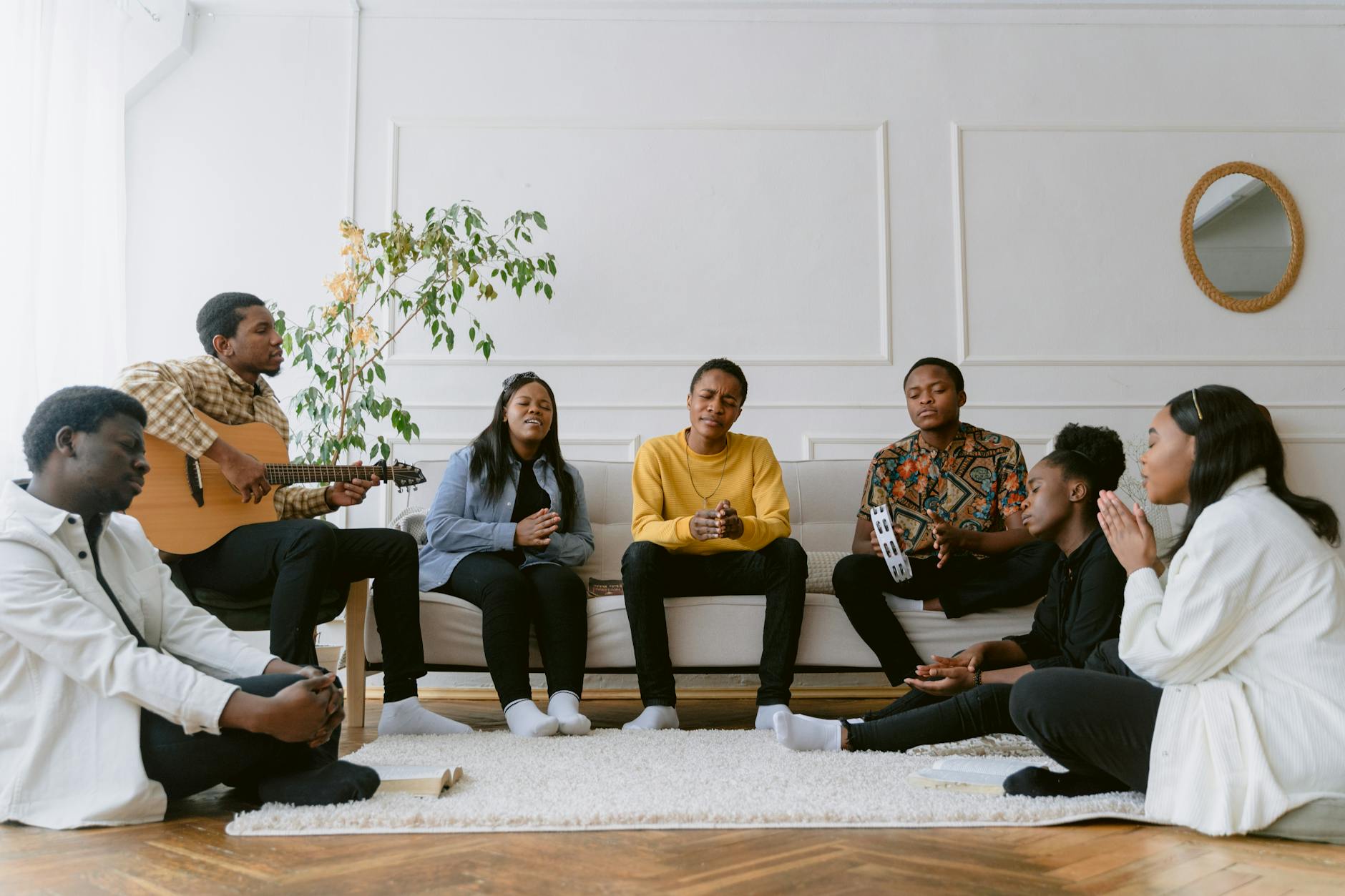 group of friends singing together